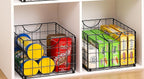 Metal Wire Basket Organizer Foldable Set of 6, Food Storage Mesh Bin with PVC Sheet, Freezer Organizer Bins for Pantry Closet Bathroom-Black