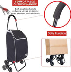 dbest Products Trolley Dolly Sport Stair Climber – Foldable Grocery Cart on Wheels – Multi Use Rolling Cart with Removable Bag, Hand Truck Dolly Function, and Stair Climbing Wheels, Black