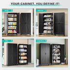 SISESOL 75" Tall Pantry Cabinet,Farmhouse Kitchen Pantry Storage Cabinets with 2 Doors and 4 Shelves,Black Metal Storage Cabinet,Large Cupboard for Home,Kitchen,Dining/Living Room