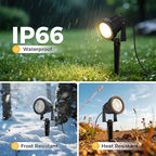 L LOHAS LED Outdoor Landscape Lighting, Auto On/Off 3000K Low Voltage Landscape Lighting, IP66 Waterproof Spot Lights for Yard, Outside, Garden, House, Pathway, Plant, Holiday Decor (8 Pack)
