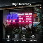 40" x 14" American Flag LED OPEN Sign with Remote Control, Dimmable Brightness, Flash Modes & Speed, Easy Hang Plug-in Storefront Window Sign for Shop, Bar, Salon