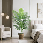 2 Pack Artificial Palm Tree 4FT Artificial Plants Indoor Tropical Fake Palm Tree Areca Floor Plant in Black Pot with 13 Trunks & Real Bark Design, Faux Palm Plant for Outdoor Patio Home Office Decor