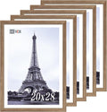 VCK 20x28 Picture Frame 5 Pack - Brown Walnut, Natural Textured Solid Wood Picture Poster Frame, Wall Gallery Frame