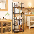 Crofy No Assembly Folding Bookshelf for Living Room, 5 Tier Black Collapsible Book Shelf for Home Office, Portable Bookcase Storage Organizer