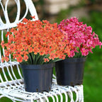 AGIRL 24 Bundles Artificial Fall Flowers Outdoor Indoor Decoration,Fake Plastic Flowers,Faux Mums Plant for Thanksgiving Fall Decor,for Hanging Outside Garden Front Door Porch Patio Window Box