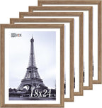 VCK 18x24 Poster Frame 5 Pack, Brown Walnut Wood Picture Frame, Exclusive Wood Grain, Wall Mounting Hanging
