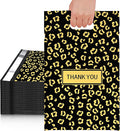JinRuiKJ Poly Mailers with Handle 10x13 Inch 25 Pcs, Easy to Carry Packaging Bags for Small Business, Thank You Shipping Bags with Self Adhesive Strip, Tearproof and Waterproof - Gold leopard