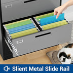 2 Drawer Lateral File Cabinet with Lock, Metal Steel Filling Cabinets for Home Office, Lockable Storage Cabinet for Hanging Files Letter/Legal/F4/A4 Size-Assembly Required