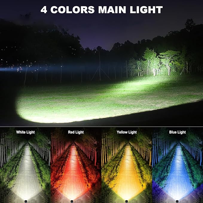 Rechargeable Spotlight, 99000 Lumens Super Bright Led Spotlights Flashlight with Cob Light, 10000ɱAh Spot Lights, Handheld Spotlight for Hunting Boating Outdoor, Long Runtime