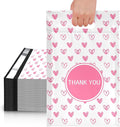 JinRuiKJ Poly Mailers with Handle 10x13 Inch 100 Pcs, Easy to Carry Packaging Bags for Small Business, Thank You Shipping Bags with Self Adhesive Strip, Tearproof and Waterproof - Pink heart