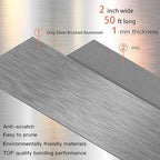 GSCIT Club Grey Silver Edge Banding, 2 Inch x 50ft Aluminum Brushed Edge Banding PVC Edge Trim for Cabinet Repair Furniture