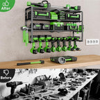 Power Tool Organizer Wall Mount, 4 Layers Tool Storage Rack with 8 Cordless Drill Holders, Power Tool Shelf Loads 400lbs for Garage, Warehouse, Workshop, Gifts for Men, Husband