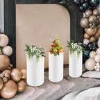 Eapmic Pedestal Stands for Party, Cake Pedestal Stand, Dessert Table Display Plinth Pillars, Sculpture Display Column Decoration Cube for Wedding Birthday (White, Cylinder-3Pcs(27.56"+26"+23.62"))