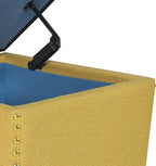 Adeco Square Storage Ottoman with Hinged Lid, Modern Accent Bench Footrest Stool, Coffee Table for Living Room Bedroom,Yellow Large