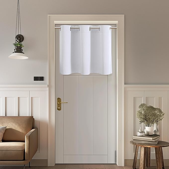 ChrisDowa Blackout Curtains 36 Inches Long for Living Room, Grommet Thermal Insulated Room Darkening Curtains for Bedroom (1 Panel Set, Greyish White, 52W x 36L)