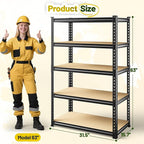 63" H Garage Shelving 31.5" W Storage Shelves Adjustable 2000LBS Metal Shelving Heavy Duty 5 Tier Garage Shelves for Pantry Kitchen Basement Warehouse