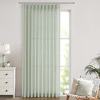 Vision Home Soft Green Pinch Pleated Semi Sheer Curtains Textured Linen Blended Light Filtering Window Curtains 120 inch for Living Room Bedroom Patio Pinch Pleat Drapes with Hooks 10FT 60" Wx120 Lx1