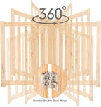 LZRS 3-Panel Wooden Free Standing Foldable Dog Gate Indoor – 24" High,Step-Over Safety Pet Gate for Doorways, Stairs, Hallways, Indoor Dog Barrier for Small to Medium Dogs & Puppies, Natural