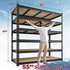 55" W Storage Shelves, 3060LBS Garage Shelving, 6-Tier Heavy Duty Shelving, Adjustable Metal Shelving Unit for Garage, Warehouse, Pantry, Kitchen, 55" W × 24" D × 84" H, Black