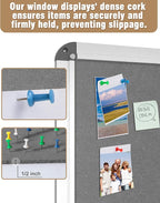 Mifuro 38"x28" Enclosed Bulletin Board, Lockable Weather-Resistant Aluminum Cork Noticeboard for School & Office, Silver Frame w/Grey Flet