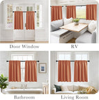 PONY DANCE Burnt Orange RV Curtains 24 inch Length, Short Curtains for Small Window 2 Panels Set, Thermal Insulated Blackout Capmer Drapes for Privacy Protect, W 29 x L 24 inches