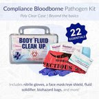 Certified Safety Mfg Bloodborne Pathogen Kit OSHA Certified - 22pc USA-Made Bodily Fluid and Vomit Clean Up Kit with a Fluid Solidifier, PPE Equipment, and More - Biohazard Cleanup Supplies and Tools