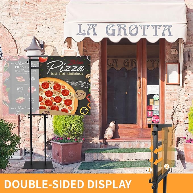 Poster Stand Heavy Duty - 2 Pack Pedestal Poster Stands for Display, Adjustable Height up to 80 Inch, Double Sided Black Floor Standing Sign Holder for Foam Board Signage