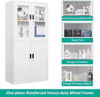 SISESOL Storage Cabinet with Glass Doors and Shelves, Freestanding Kitchen Pantry Cabinet for Home, Office, Bathroom
