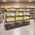 Snack Rack with Wheels,4-Tier Retail Display Shelves with 8 Metal Hooks,Tilted Design,Mobile Retail Display Stand with Metal Frame,Easy Assembly
