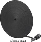 Cable Ties Reusable Straps Cable Wire Management Roll Black Fastening Double Sided Hook and Loop Tape (3/8in 25yd)