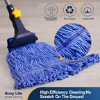 Yocada Looped-End String Wet Mop Head Refill Replacement Heavy Duty Cotton Commercial Industrial Grade Floor Cleaning