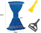 Matthew Cleaning Microfiber String Mop Heavy Duty Commercial Wet Mop Head Replacement,Excellent Absorbency,Premium Launderability,Reusable for Home,Commercial and Industrial Use(Blue,12Pack)