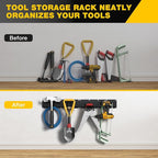 Garage Tool Organizer Wall Mount with 32 inches Rails and Adjustable Heavy-Duty Hooks, Garden Tool Organizer, Carries 300 lbs, Heavy Duty Garage Storage Rack For Yard, Shed, Workshop, Easy to Install