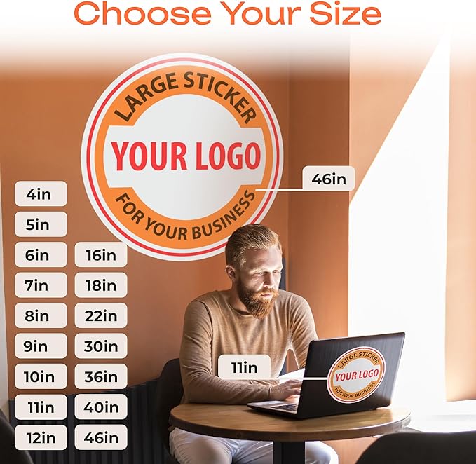 Custom Logo Decals & Stickers – Personalized Vinyl Business Signs – Waterproof Full Color Window & Wall Decal for Storefront, Office, Car, Door, Home