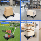 LEADALLWAY 2 Pcs Set Platform Truck Folding Multiple Carts Assembly Feasible Dolly Cart(24.4" L x 17.7" W with Handle + 24.2" L x 18.1" W)