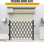 Folding Security Gate 65.35''W X 48.03''H Steel Scissor Door Gate Barricade Gate Expandable Security Gate Flexible Accordion Security Gate with 360° Wheels&Padlock
