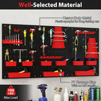 Goplus Pegboard Wall Organizer, 9-Bin Parts Rack Organizer w/Hammer Racks, Tool Holders & Hooks, Heavy-Duty Utility Tool Storage Board w/Accessories for Garage, Workshop, Craft Room