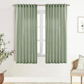 XTMYI Sage Green Sheer Curtains 63 Inch Length for Living Room,Boho Rod Pocket Light Filtering Linen Semi Transparent Bedroom Curtains Drapes 63 Inches Long 2 Panels Set for Bathroom Window Kitchen