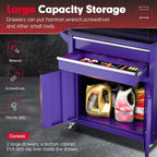 Superday Metal Tool Chest, 8 Drawer Rolling Tool Chest with Wheels, Detachable Tool Storage Cabinet with Lock for Garage, Steel Tool Cart with Liner & Hooks for Workshop, Warehouse (Purple)