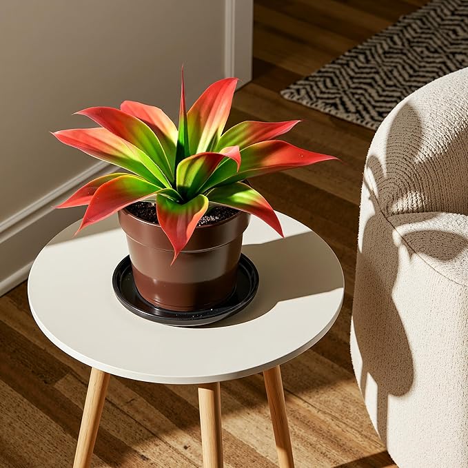 Artificial Agave Plants,Large UV Resistant Fake Agave Planters 12" for Indoor and Outdoor Decorating Tropical Plant Succulents Greenery Indoor Decor (2Pack, Red)