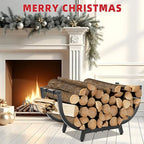 30“ Firewood Rack Outdoor and Indoor, Compact Firewood log Storage & Holder, Stable Log Holder with Reinforced Steel Frame, Waterproof Rustproof Wood Pile Storage Rack for Fireplaces/Camping.