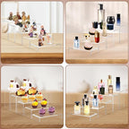 10 Pcs Acrylic Display Riser, 2 Sets 5 Sizes Large Acrylic Risers Display Stands, 0.15" Thick Clear Shelf Riser for Display Dessert Candy Figure Toys Perfume Jewelry Showcase