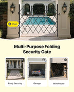 VEVOR Single Folding Security Gate, Lockable Scissor Gate with 360° Swivel Casters, Outdoor Barricade Steel Retractable Gates, for Entry Security, Garage, Warehouse & Pool, 70.87 x 63.39 in (W x H)