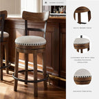 Signature Design by Ashley Valebeck Rustic Farmhouse Swivel Bar Stool – 24.5″ Counter Height, 360° Swivel Metal & Wood Frame, Polyester Upholstery – Brown