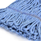 Matthew Cleaning Heavy Duty Mop Head Commercial Grade Replacement for General and Floor Cleaning, Wet Industrial Blue Cotton Looped End String Head Refills (Case of 24) Blue