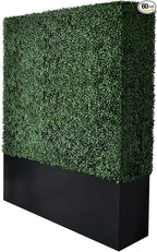 AGPL Artificial Hedge Wall with Black Stainless Steel Base, Outdoor and Indoor Backdrop Divider Privacy Screen and Decorative Wall for Patio, Balcony, Restaurant, Various Events 48" W*12" D*64" H