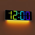 JALL 12'' Large Digital Wall Clock, Big LED Number Dispaly, RGB Colors, DST, Night Light for Classroom Living Room Bedroom Mounted Birthday Xmas Gift for Senior, Mem Womem (A White Shell, 12 inches)