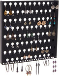 Angelynn's Wall Mounted Earring Holder Organizer Display for Small and Medium Women Post Stud Dangle Pierced Earrings, Hanging Closet Jewelry Storage Rack, Sariea Black 12"x12"