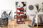 Simple Houseware 4-Tier Multifunctional Rolling Utility Cart with Hanging Buckets, Red