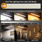 160LEDs Touch-Control Under Cabinet Lighting w/4000mAh Battery, Cordless Motion Sensor Under Counter Lights for Kitchen, Magnetic Rechargeable Closet Lights - 5Pack/White, 2025 Fall